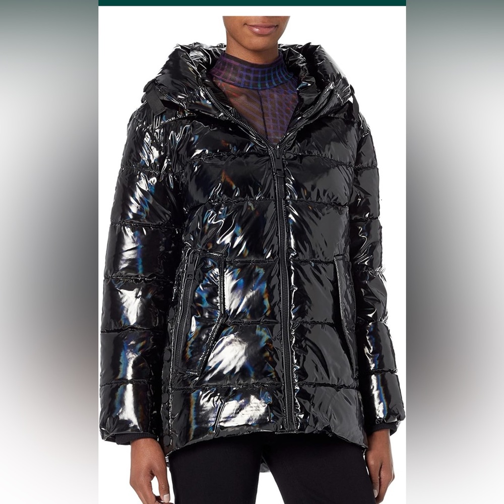DKNY Gloss Black Puffer Jacket